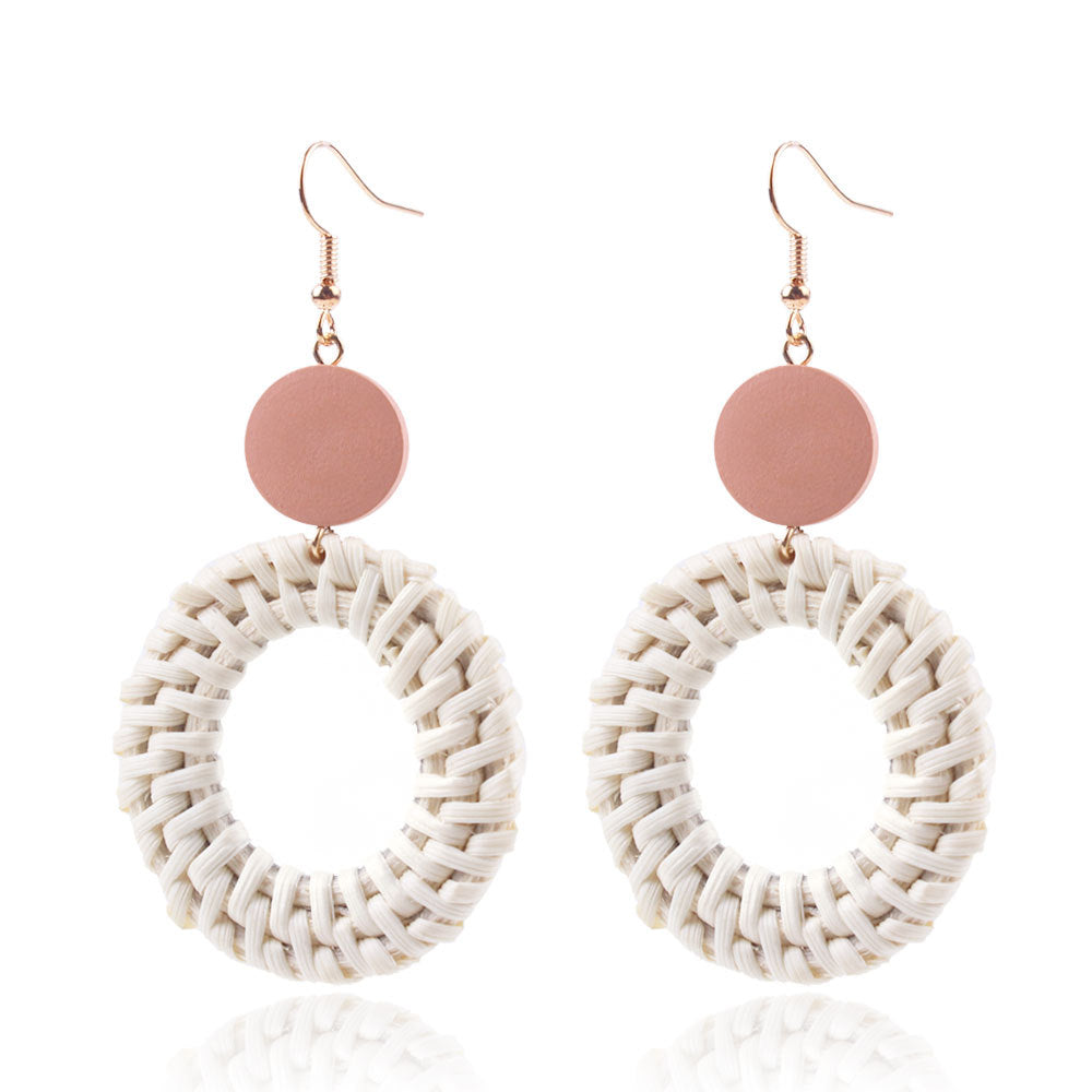 Wholesale Fashion Creative Hand-woven Rattan Vintage Tassel Earrings